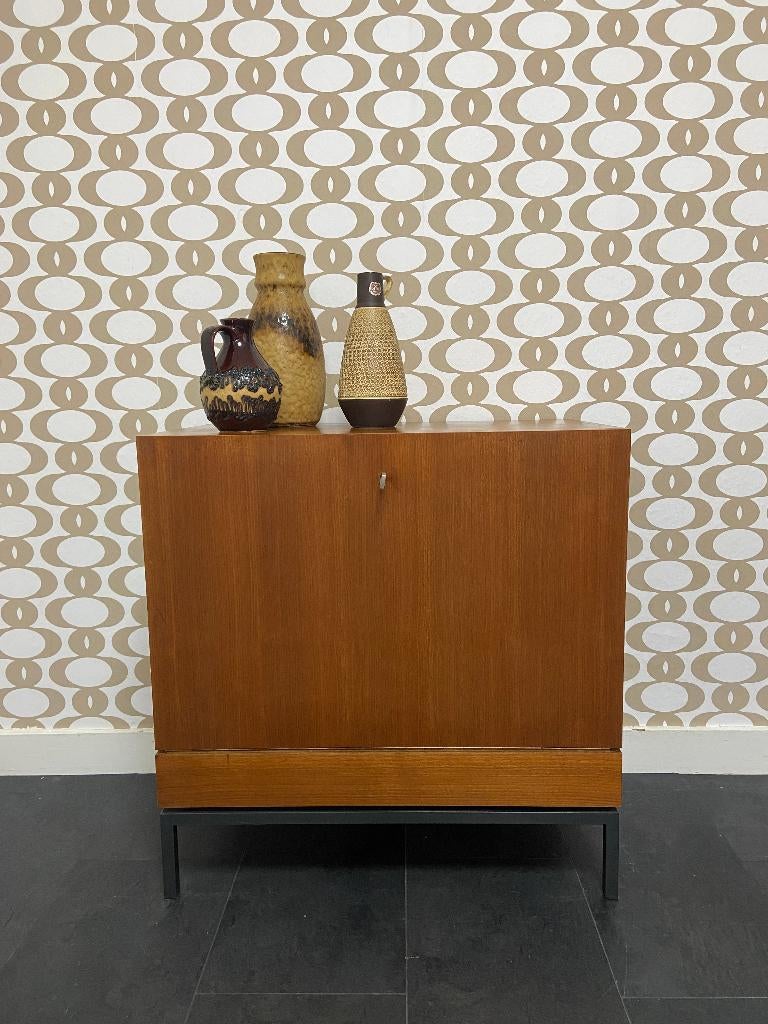 Vintage Duits notenhouten (platen)kast met klep, Ophalen, Gebruikt