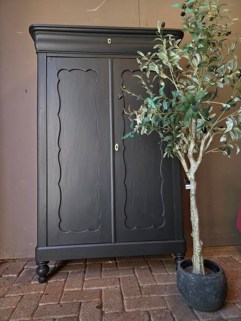 Biedermeier meidenkastje antraciet bezorgen mogelijk, Antiek en Kunst, Ophalen of Verzenden