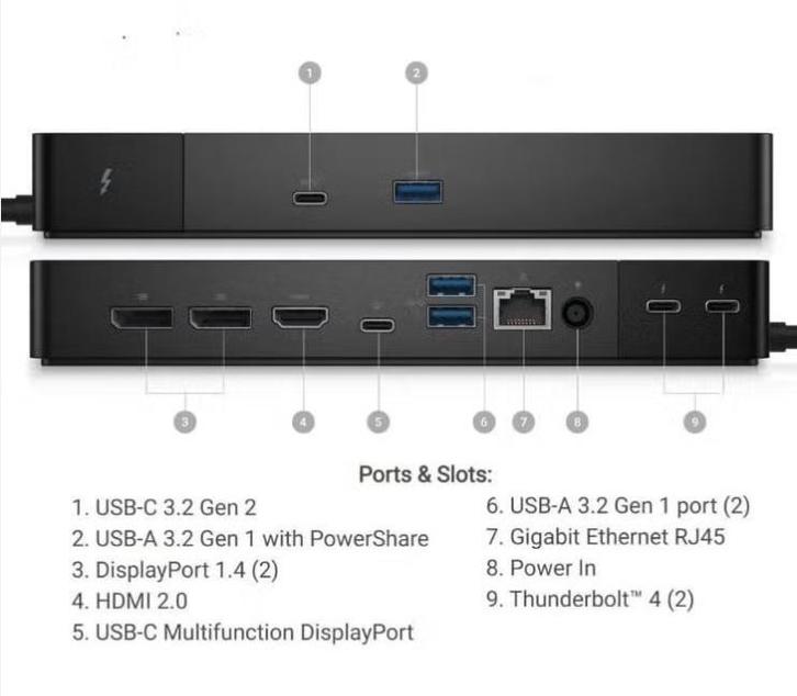 Dell WD22TB4 Thunderbolt 4 Dock met 180W oplader., Computers en Software, Dockingstations, Zo goed als nieuw, Docking station