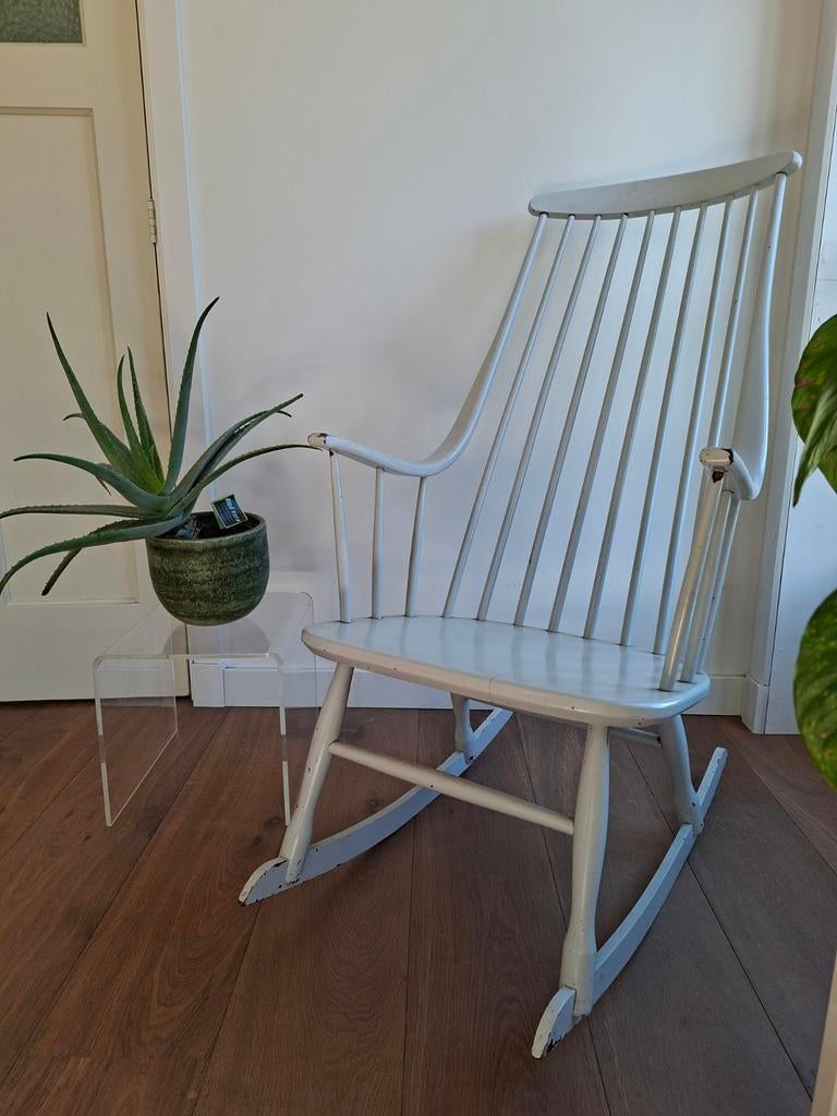 Vintage Pastoe Nesto Lena Larson Grandessa Schommelstoel, Huis en Inrichting, Fauteuils, Ophalen, Gebruikt, 75 tot 100 cm, 50 tot 75 cm
