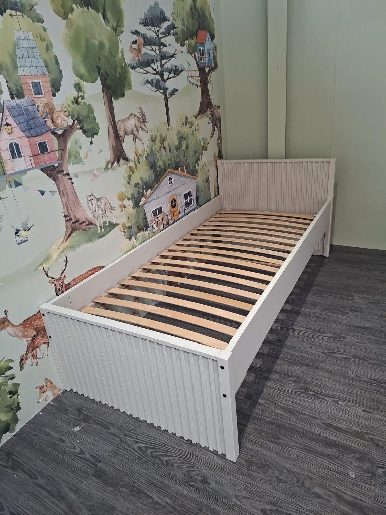 Europe Baby Track ledikant 90x200 oatmeal, Ophalen, 90 cm, Eenpersoons, Beige