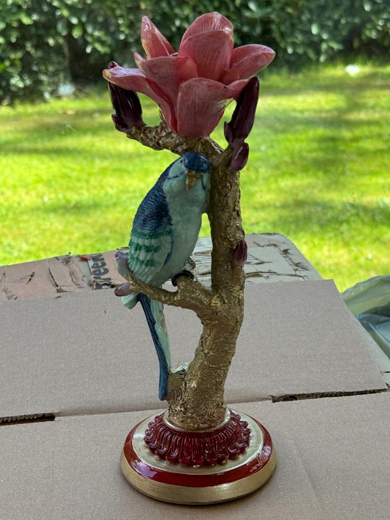 Kandelaar vogel blauw met lichte verzendschade., Huis en Inrichting, Overige materialen, 25 tot 50 cm, Blauw, Nieuw