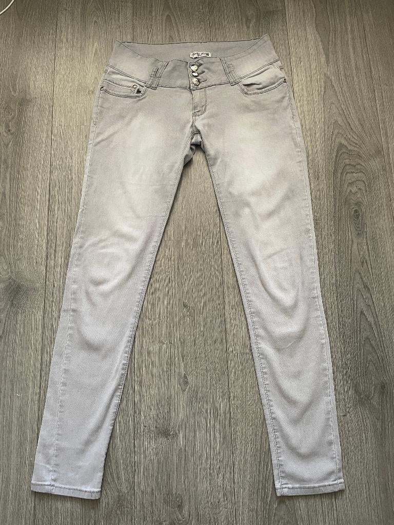 grijze dames stretch spijkerbroek jeans slim fit broek mt 40, Kleding | Dames, Spijkerbroeken en Jeans, Ophalen of Verzenden, Zo goed als nieuw