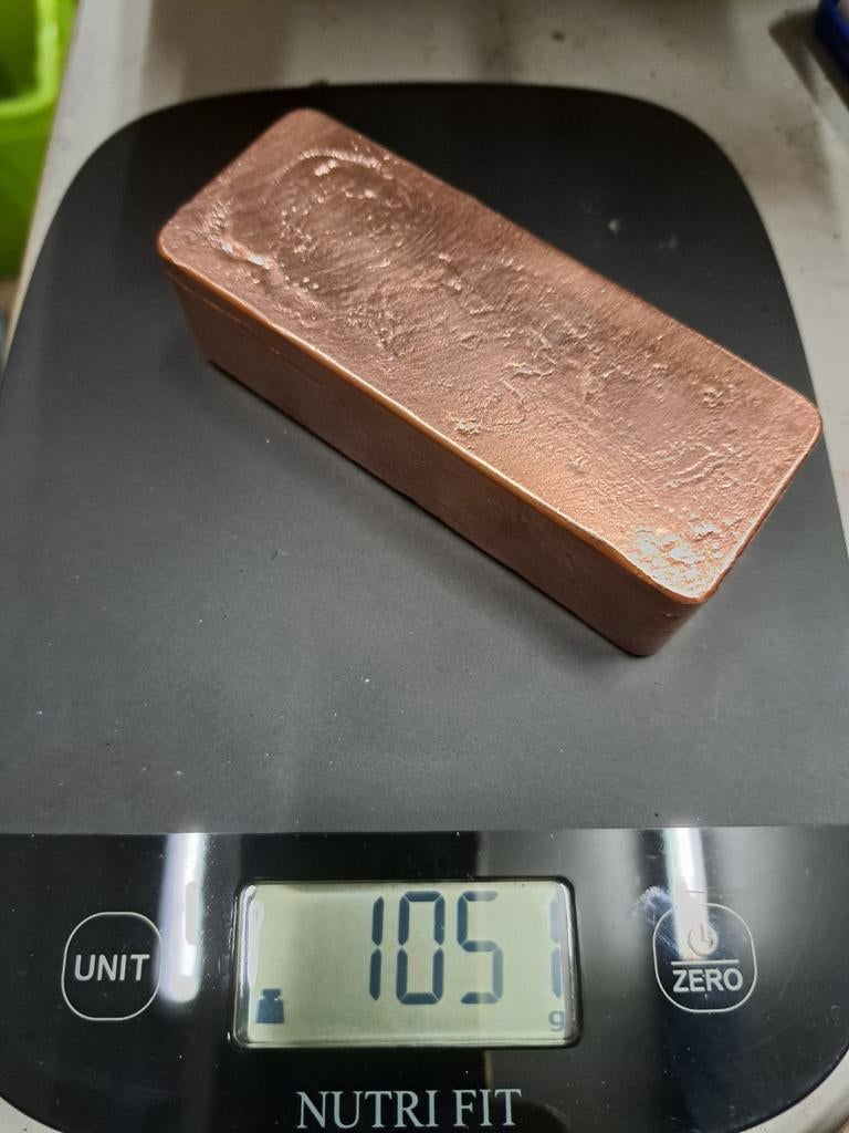 Koper baar 1051 gram van kabelkopergranulaat, Doe-het-zelf en Verbouw, Metalen, Ophalen of Verzenden, Gebruikt, Koper of Messing