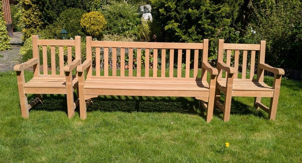 Teakhouten bank en stoelen Barlow Tyrie in nieuwstaat, teak, Tuin en Terras, Tuinstoelen, Teakhout, Ophalen of Verzenden, Zo goed als nieuw