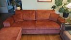 Rofra Velvet Bank Roestbruin + Poef, Ophalen, Gebruikt, Driepersoons, 75 tot 100 cm