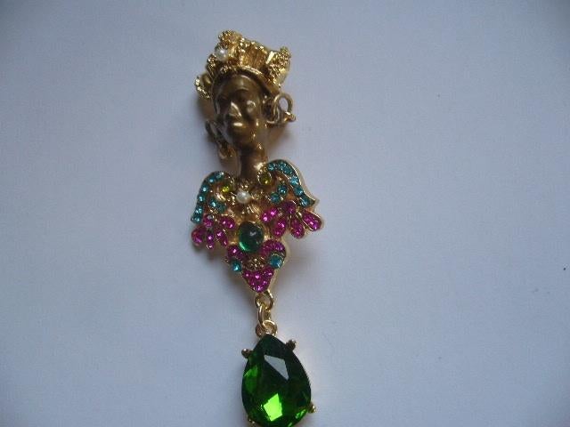 MOOIE BROCHE AFRIKAANSE DAME NIEUW, Verzenden, Nieuw, Goud, Overige materialen