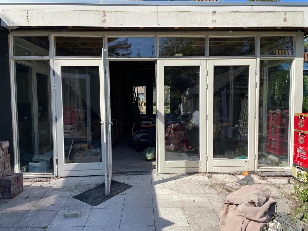 Hardhouten kozijnen met dubbel glas, Ophalen, Kunststof, Gebruikt, Inclusief glas