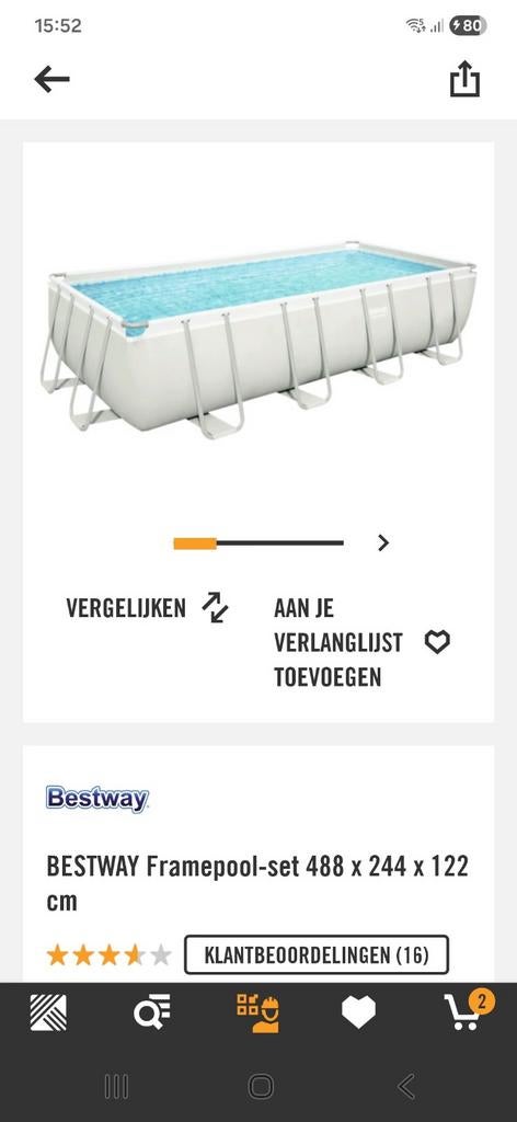 Bestway Framepool zwembad 488x244x122, Ophalen