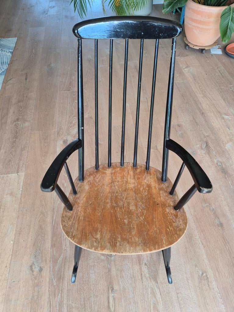 Houten schommelstoel voor kinderkamer - Zwart/Hout, Ophalen, Gebruikt, Zwart, Klassiek, Retro