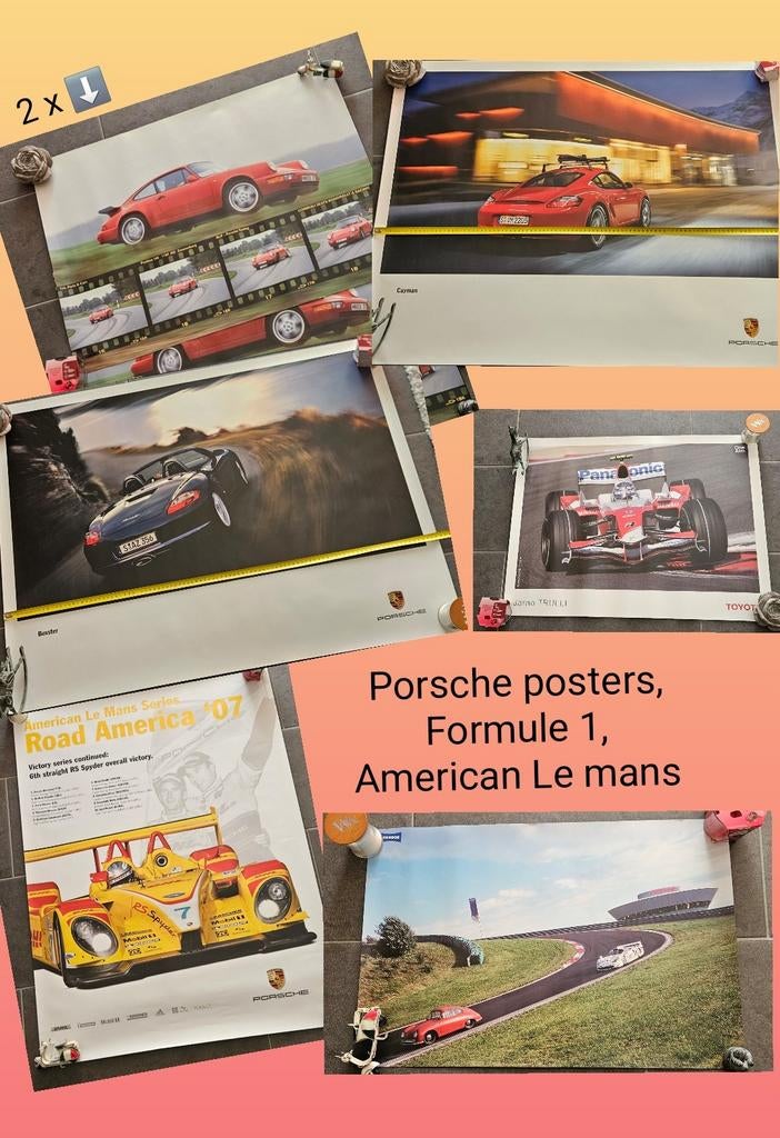 Posters Porsche, Formule 1, Le Mans groot formaat zie foto's, Rechthoekig Liggend, Ophalen of Verzenden, Zo goed als nieuw, Sport