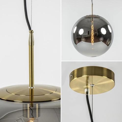 Ronde hanglamp Medina Light & Living antiek brons & amber, Huis en Inrichting, Lampen | Hanglampen, Zo goed als nieuw, Glas, Metaal
