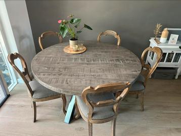 Mooie ronde mango houten eettafel (6pp) beschikbaar voor biedingen