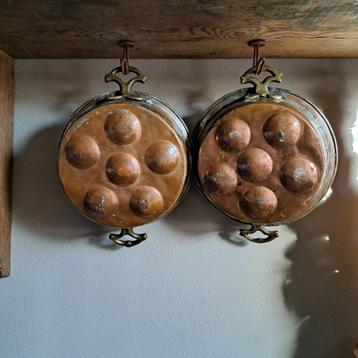 1x Oude brocante koperen poffertjespan 2 handgreepjes Etage3 beschikbaar voor biedingen