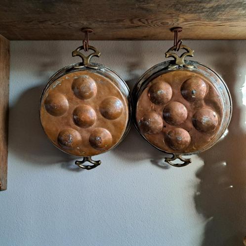 1x Oude brocante koperen poffertjespan 2 handgreepjes Etage3, Huis en Inrichting, Woonaccessoires | Overige, Gebruikt, Ophalen of Verzenden
