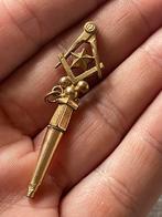 Antiek zakhorloge sleutel vrijmetselarij vrijmetselaar goud, Goud, Overige typen, Verguld, Ophalen of Verzenden