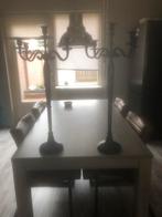 Set van 2 Bronzen Kandelaars zwart., Ophalen, Gebruikt, Bruin, Brons of Koper