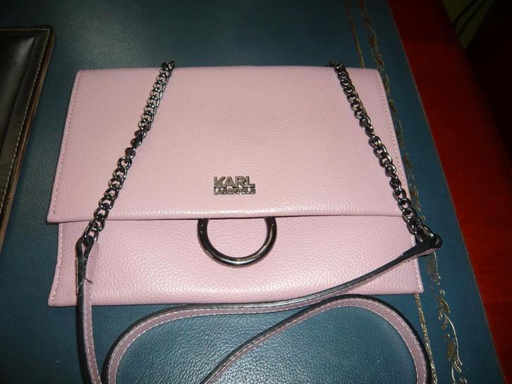 Karl Lagerfeld tas roze lederen clutch crossbody (nieuw 175, Sieraden, Tassen en Uiterlijk, Tassen | Damestassen, Zo goed als nieuw