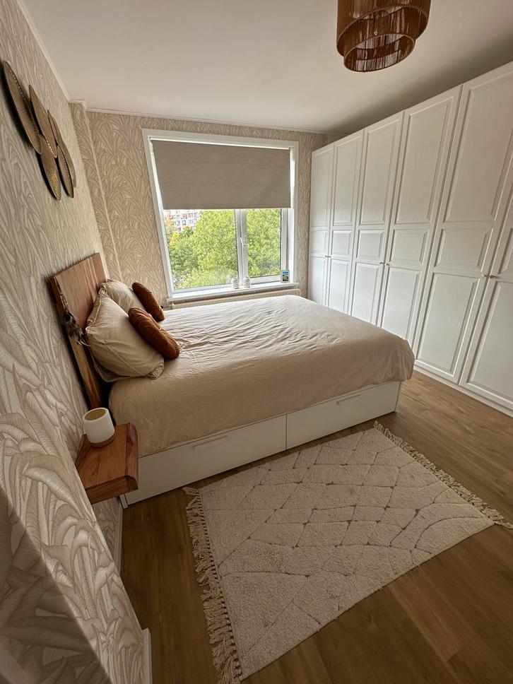 IKEA Brimnes bed + z.g.a.n. matras, Huis en Inrichting, Slaapkamer | Bedden, Gebruikt, Tweepersoons, 160 cm, 200 cm, Hout, Wit