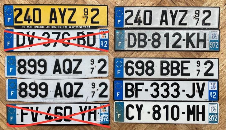 Kentekenplaat nummerplaat Martinique Caraïben, Verzamelen, Overige Verzamelen, Gebruikt, Ophalen of Verzenden