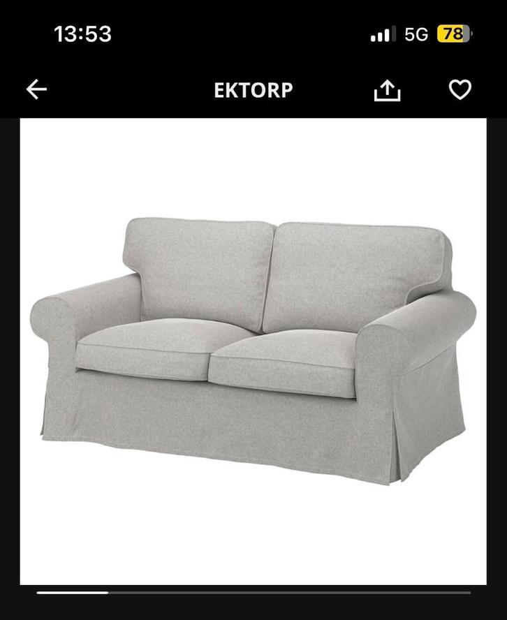 Bank ektorp IKEA lichtgrijs, Huis en Inrichting, Banken | Bankstellen, Gebruikt, Rechte bank, Tweepersoons, 150 tot 200 cm, 75 tot 100 cm