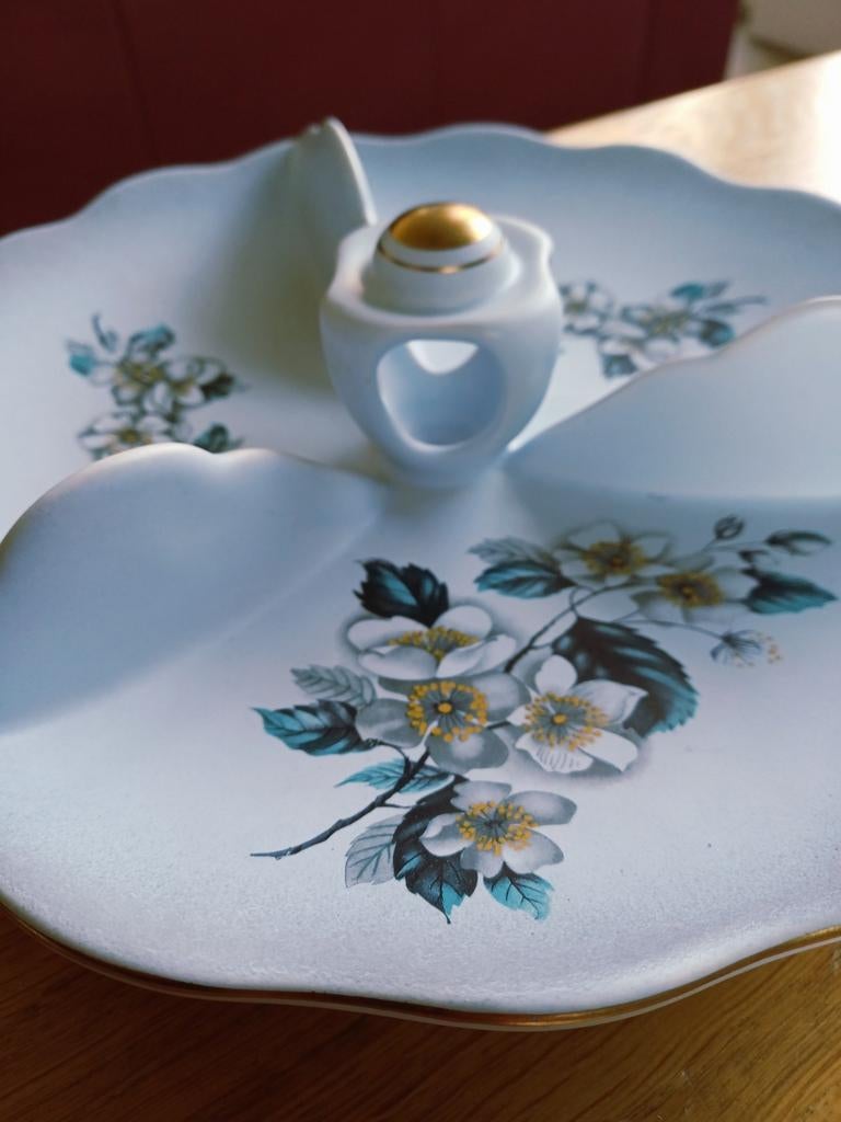 Schaal Flora Gouda Holland, Irene 172 lichtblauw 3 vakken, Ophalen of Verzenden