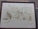 schets huizen, Minder dan 50 cm, Gebruikt, Ophalen of Verzenden, Schilderij