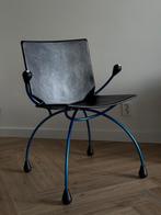 BOONZAAIJER &  MAZAIRAC Gigi Stoel Blauw Staal Zwart Leer, Ophalen, Blauw, Metaal, Zo goed als nieuw