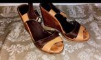 Echt Leren Damesschoenen,heel en dunker bruin en weining ged, Bruin, Onbekend, Gedragen, Sandalen of Muiltjes