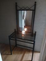 Metalen kaptafel met spiegel en krukje, Ophalen, Zo goed als nieuw, Hout, Minder dan 100 cm