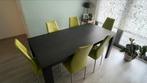 Eettafel en 6 groene leren stoelen, Ophalen, Vijf personen of meer, Rechthoekig