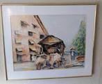 Indonesische aquarel met ossewagen, gesigneerd E. van Laake, Verzenden