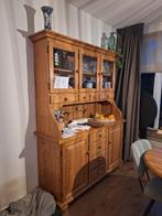 Houten buffetkast met glazen deuren, Gebruikt, Met deur(en), 150 tot 200 cm, Grenenhout