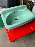 Retro Groene wasbak met sifon, Ophalen, Gebruikt, Wastafel