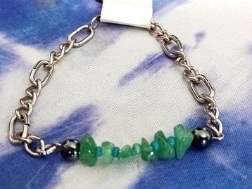 GEMSTONE BRACELET (Aventurijn - Hematiet) (SIZE: 17/22 cm) beschikbaar voor biedingen