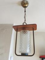 Aparte vintage hanglamp. Teak / glas. Deens design. Retro., Ophalen, Gebruikt, Glas, Vintage