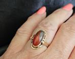 Gouden Vintage ring met edelsteen mosagaat. 2025/322., Ophalen of Verzenden, Goud, Ring, Met edelsteen