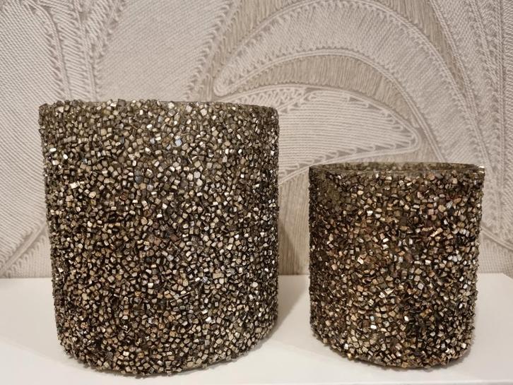 Prachtige goudkleurige windlichten️✨️, Huis en Inrichting, Woonaccessoires | Kandelaars en Kaarsen, Gebruikt, Minder dan 25 cm
