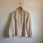 Vintage blouse met bloemenuitsnijdingen, maat S, Beige, Ophalen of Verzenden, Zo goed als nieuw, Vintage