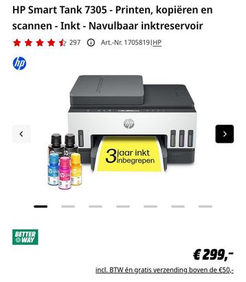 HP Smart Tank 7305 - All-in-One Inkt Tank Printer beschikbaar voor biedingen