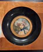 Klein schilderij gesigneerd vrouw antiek, Antiek en Kunst, Kunst | Schilderijen | Klassiek, Ophalen of Verzenden