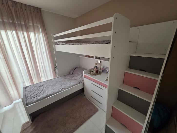 Neo Hoogslaper Wit/Roze / 2 Persoons, Huis en Inrichting, Slaapkamer | Stapelbedden en Hoogslapers, Zo goed als nieuw, Hoogslaper