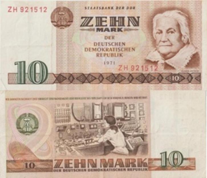 DUITSLAND-DDR 1971 10 mark #28a VF, Postzegels en Munten, Bankbiljetten | Europa | Niet-Eurobiljetten, Los biljet, Duitsland, Verzenden
