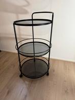 Zwarte trolley/serveerwagen/bar cart, Huis en Inrichting, Tafels | Bijzettafels, Ophalen, Minder dan 55 cm, 60 cm of meer, Rechthoekig