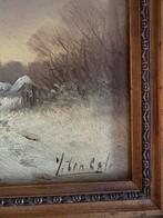 Schilderij: Winterlandschap met figuren, Antiek en Kunst, Ophalen