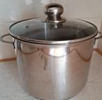 Soeppan ca.6 liter RVS. met glazen deksel, Ophalen, Zo goed als nieuw, Rvs, Kookpan of Snelkookpan