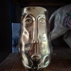 Gouden vaas met gezicht 25 cm hoog, Ophalen, Overige materialen, Overige kleuren, Zo goed als nieuw