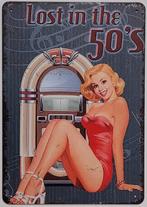 Lost in the fifties Jukebox pinup reclamebord van metaal, Info@deconoord.nl, Deco Noord, Nieuw, Ophalen of Verzenden