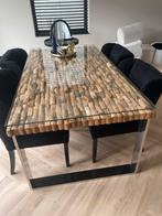 Luxe Rofra Home Tafelset: Hout met Glas, Ophalen, Gebruikt, 50 tot 100 cm, 150 tot 200 cm