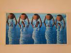 Handgemaakt Schilderij Afrikaanse Vrouwen 50x95cm, Ophalen of Verzenden